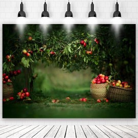 9x6ft Apple Trees Backdrop for Baby Portrait Backdrop Orchard Landscape Green Trees Fruit Background Farm Event Party Photography Photo Studio Photoshoot Props