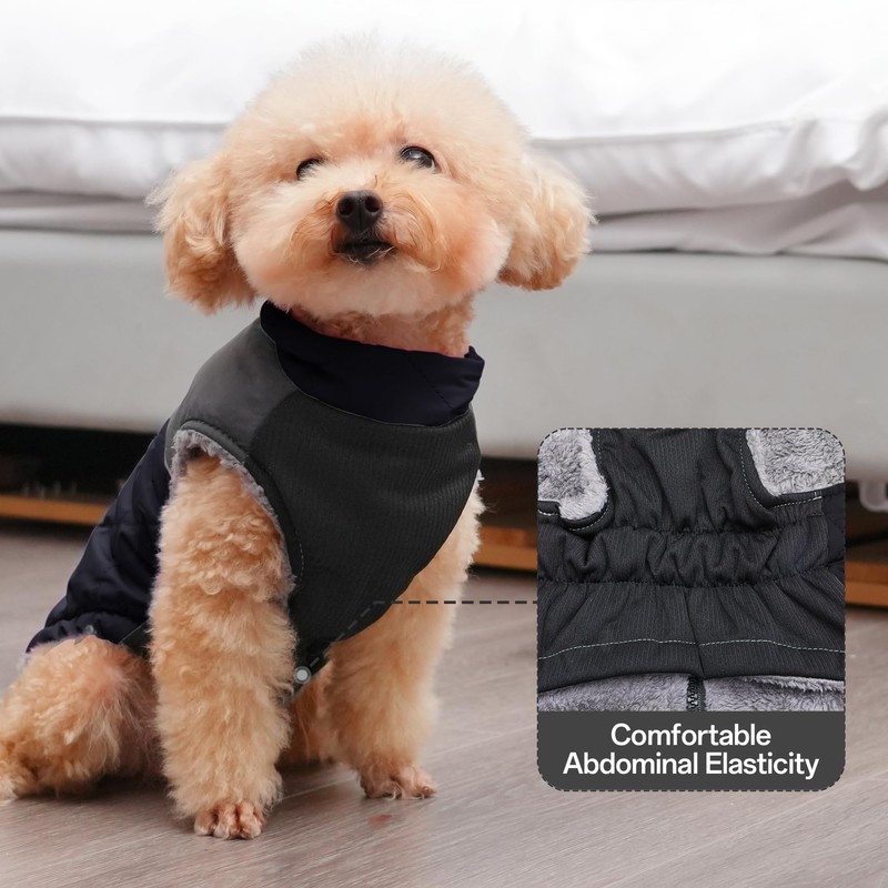 JoyDaog Warm Fleece Dog Coats for Small Dogs,D-Rings Waterproof Puppy