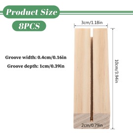 Larrel 8 Pcs Wood Card Holder, Card Stand Tarot Cards Holder Small Sign Stand Table Number Holders for Picture Display Table Acrylic Signs Wedding Ceremony Home Party Decoration (Wood Color)