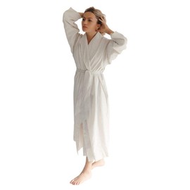 Telegraph Hill Double Layer Seersucker Robe - Soft Microfiber Bathrobe in Shade Stone - Unisex Large Bathrobe - Perfect for Sauna, Gym, & Home