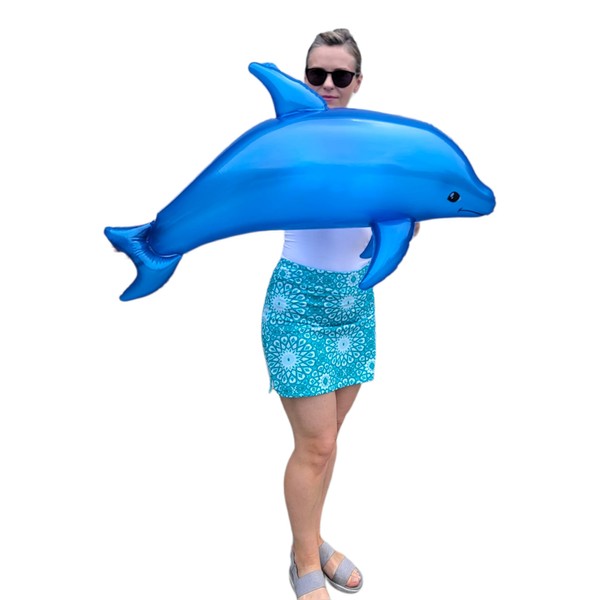Huge 40" Blue - 1 Pack Pearlized Dolphin INFLATE Inflatable Pool Toy Beach Poolside Aquatic Themed Decor Birthday Party Buffet Table Decoration (Blue - 1 Pack)