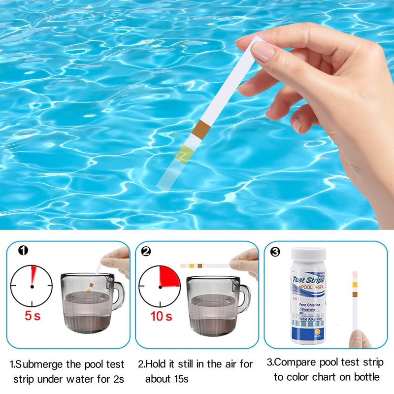 100 Pcs Hot Tub PH Test Strips,3 in 1 Water