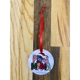 Handmade Black pug mama Christmas ornament