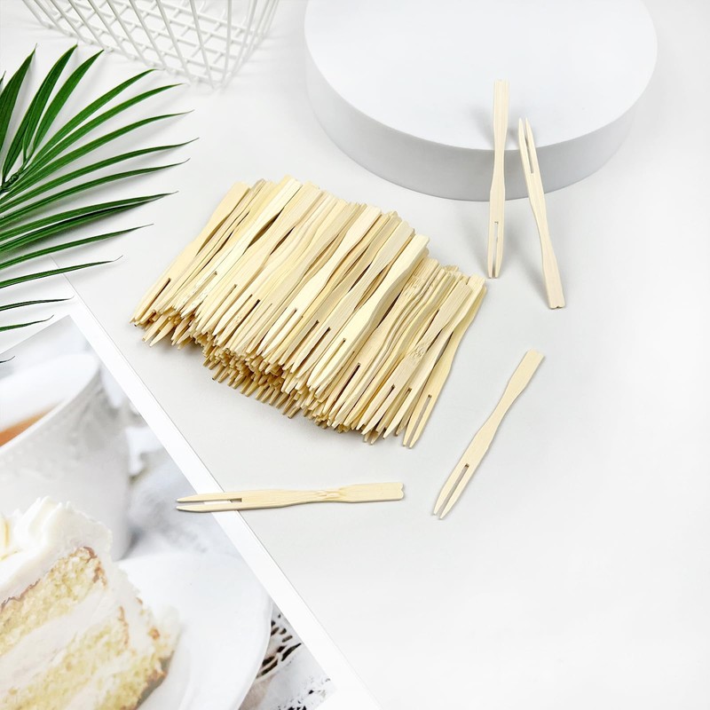 200-Pack Mini Wooden Fruit Forks – 3.46" Eco-Friendly Appetizers &