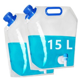 Hayaww Foldable Water Canisters with Valve Reusable Foldable Water Bottle Water Tank Foldable Water Bottle Portable Water Pouch for Camping Hiking Picnic (15L×2)