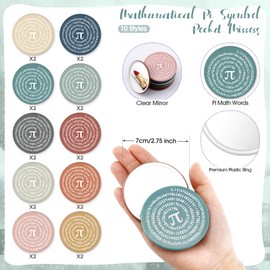 Geetery 20 Pcs Back to School Gifts for Math Teacher Students Pi Day Pocket Mirror Awards for Women Teacher Appreciation Week Math Lovers Club Party Favor(Morandi Color)