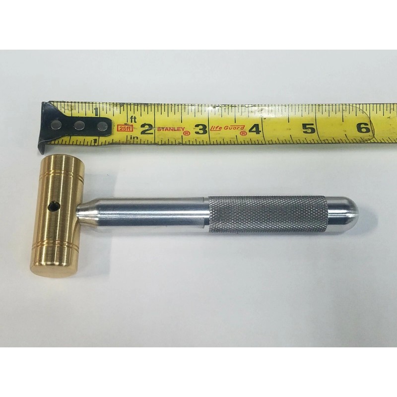 PTC 4 OZ. SMALL BRASS HAMMER KNURLED 5/8" ALUMINUM HANDLE
