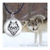 REDSUN Wolf Head Locket Necklace 925 Sterling Silver Photo Amulet