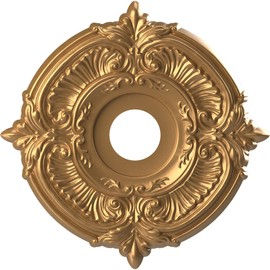 Ekena Millwork CMP16ATBGL Attica Thermoformed PVC Ceiling Medallion (Fits Canopies up to 5 5/8"), 16"OD x 3 1/2"ID x 1"P, Bright Coat Gold