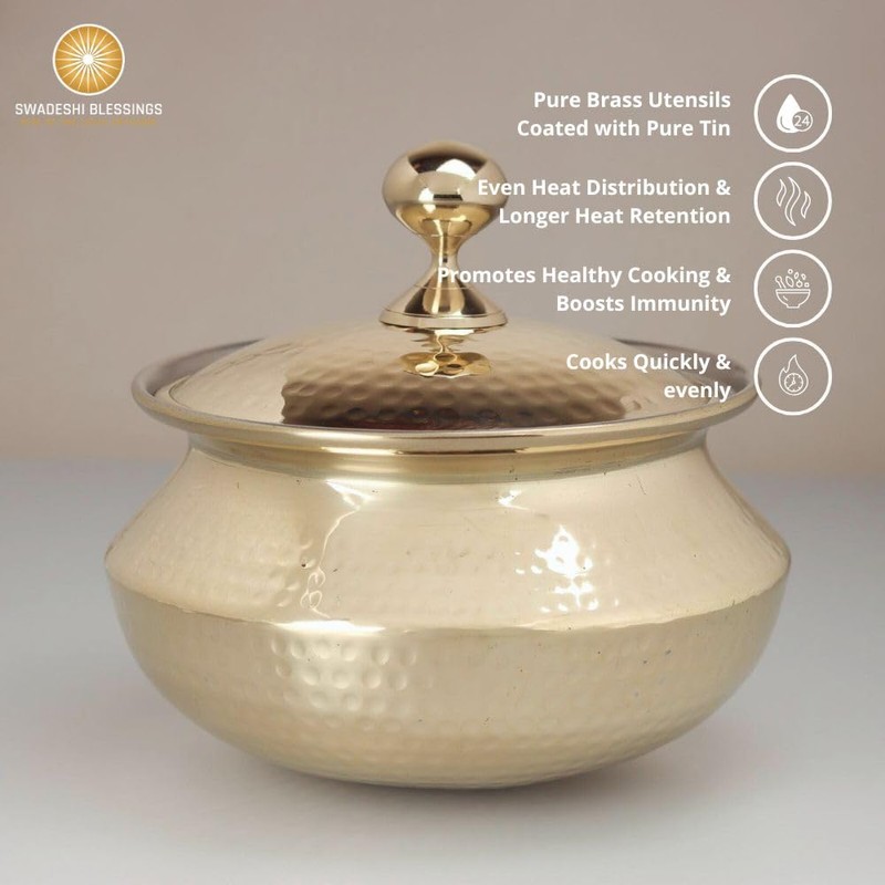 Swadeshi Blessings Exclusive Range Brass Handi Pot for Cooking with