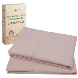 California Design Den 100% Organic Cotton King Size Pillow Case Set of 2 - Soft & Cooling Percale Organic Pillow Cases, Fits King Pillows - Pink Pillow Cases