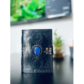 Urban Leather Lapis 3 Moon Celtic Grimoire Book of Shadows Vintage Journal for Men Women Drawing Sketchbook Scrapbook Writing Notebook Thick Deckle Edge Pages