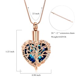 AIWENXI Tree of Life Cremation Jewellery for Ashes Heart Shape Ash Necklaces for Men Women Love A Keepsake Gifts Memorial Urn Ash Pendant Jewellery - I Love You, Stainless Steel