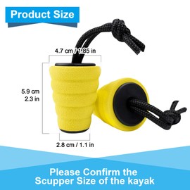 ILOKNZI 6 Piece Yellow Kayak Scupper Plug, Kayak Scupper Plugs Bung Kit suit for Kayak Canoe Drain Holes Stopper Bung,kayak accessories scupper plugs for kayak