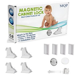 4 Pack Magnetic Cabinet Locks Baby Proofing - MQP Child Proof Cabinet Locks, Baby Proof Drawer Locks, Child Locks for Cabinets and Drawers, Easy to Install.