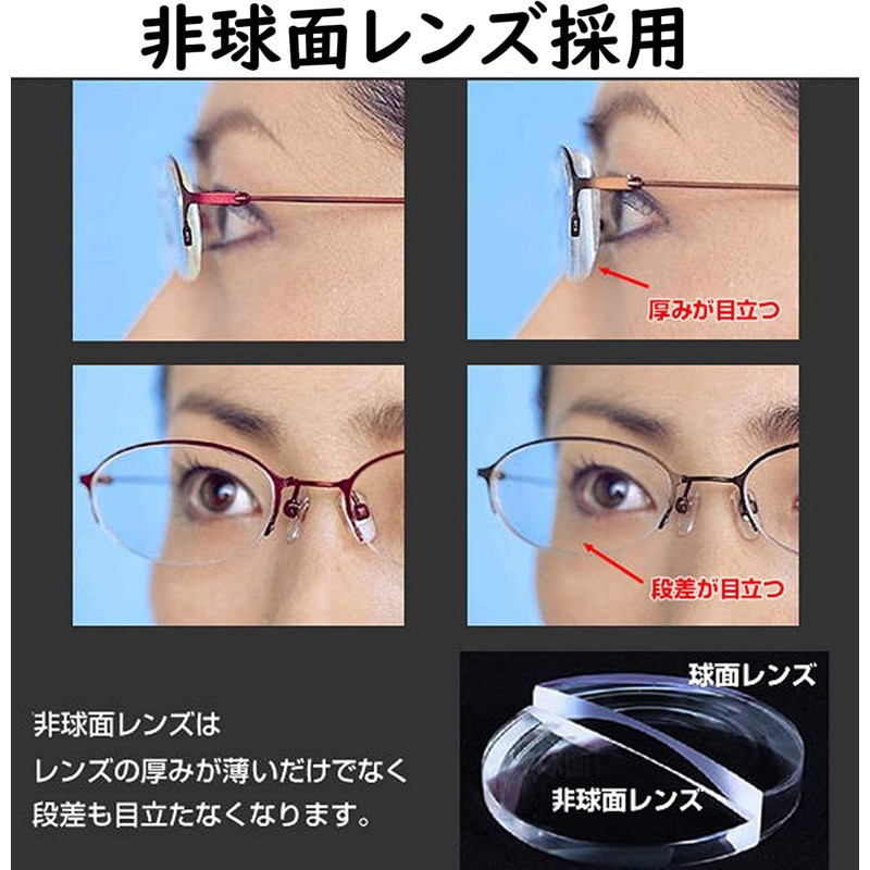 メイガン 老眼鏡 中間度数あり 女性 レディース 高級 メタルフレーム 疲れにくい 非球面レンズ採用 レッド
