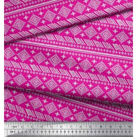 Soimoi Pink Rayon Fabric Aztec African Print Fabric by The Yard 56 Inch Wide