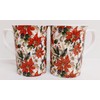 Rainbow Decors Poinsettia Mugs Set of 2 Fine Bone China
