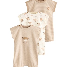 NEXT 100% Cotton Baby Romper, Neutral Hamish, 3 - 6 months