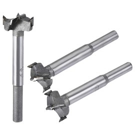 uxcell Forstner Wood Boring Drill Bits 21mm 22mm 23mm Dia. Hole Saw Carbide Alloy Steel Tip Round Shank Cutting for Hinge Plywood Wood Tool 3in1 Set