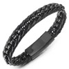 COOLSTEELANDBEYOND Braided Leather and Bead String Bracelet Mens Womens Wrap