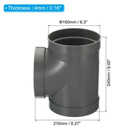 PATIKIL 6 Inch 3 Way Duct Splitter, T Shape Duct Connector 3 Way Hose Adapter Fire-Resistant Connector for HVAC Dryer Exhaust Fan Vent Systems, Grey