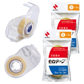 Nichiban TC15SAC-S2PN2P Cellotape Small Roll with Storage Cutter, 2 Replacement Tapes, 4 Rolls