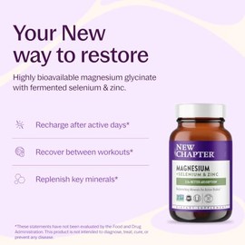 Suplemento de magnesio, selenio y zinc New Chapter para cuerpos activos, recuperación después del ejercicio con minerales de apoyo muscular + electrol