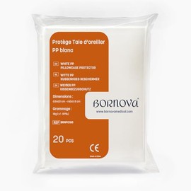 Disposable Non-Woven Pillow Cover – 63 x 63 cm with Flap – 20 Pieces – Single Use Pillow Case Medical White – BORNOVA (20)