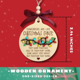 Pawzity Coworker Gifts - Gifts for Coworker, Coworkers Gift for Women - Coworkers Christmas Ornaments 2024 - Wood Ornament