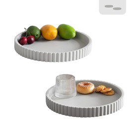 AFTERMAT 2PC Decorative Tray for Coffee Table Tray Decor, Concrete Gray Round Tray Home Decor Tray, Table Trays Decorative