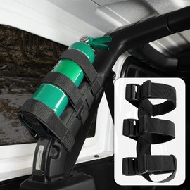 Voodonala for Jeep Roll Bar Fire Extinguisher Holder 2.5-3LB Adjustable Strap Bracket Mount for 1965-2024+ Jeep Wrangler TJ CJ YJ JK JKU JL JLU JT , Black, 1pc