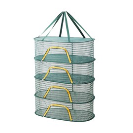 TANOVCEP Foldable Drying Net for Vegetables, Fish, and Dehydrated Goods, Multi-Tiered Food Drying Net, Versatile Drying Rack, Windproof Design, Zipper Closure for Insect Protection 4Layer Green