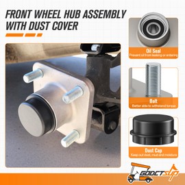 GODCTSUP Golf Cart Deluxe Front End Repair Kit for Club Car Precedent 2004-Up Gas&Electric, Club Car Precedent Rebuild Kit with Front Wheel Hub Bearing King Pin Bushings Full Sets