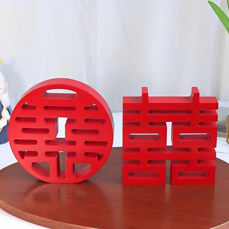 shamjina Chinese Wedding Double Happiness Crafts Wall Mount Wood Decorations
