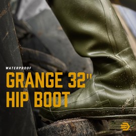 LaCrosse Grange 32" Hip Waders for Men Featuring Waterproof Rubber, Slip-Resistant Design, Calf Harness, and Eva Footbed, Green - 6 M