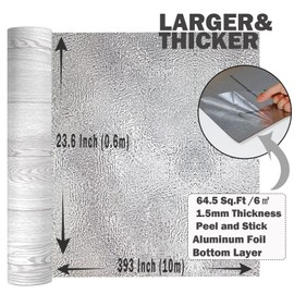 Oxdigi Peel and Stick Vinyl Flooring Roll 23"x 393"/64 Sq.Ft, Thicken Self Adhesive Vinyl Floor Tiles Wood Plank Flooring Waterproof Wear-resistant for any Room, Easy DIY Floor Coverings, White-Washed