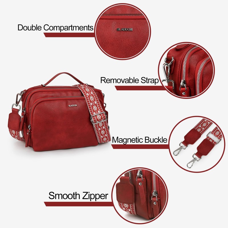Gladdon Women's Shoulder Bag with Zip, Crossbody Bag, Leather Handbag