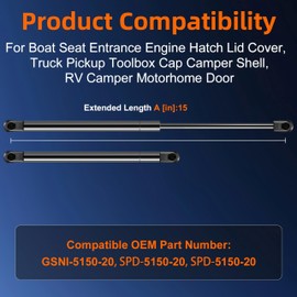 Euplokeer Qty (2) GSNI-5150-20 15in Gas Strut for Boat Seat Entrance Engine Hatch Lid, SPD-5100-20 Shock Lift Support for Truck Toolbox Cap Camper Shell, SPD-GS-5150-20 Gas Spring for RV Camper Door
