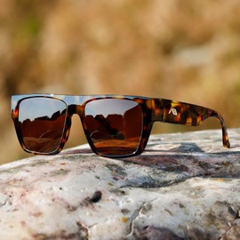 kimorn Polarized Sunglasses Fit Over Glasses for Men Women, Oversized Square Sun Glasses UV400 Protection Shades (Tofu pudding frame/light tea lens)