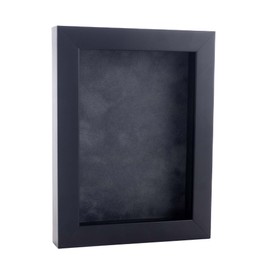 4x6 Inch Shadow Box Frame Black Wood | with a 3/4" Usable Display Depth | Includes a Dark Grey Real Suede Texture Acid-Free Backing Board, UV Resistant Acrylic, and Hanging Hardware - 4x6 Inch Frame