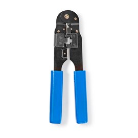 Nedis Crimp Pliers Tool for RJ45 8P8C Connectors, Cutting, Stripping & Crimping Tool for CAT5, CAT5e, CAT6, CAT6a Cables, Durable Steel & Blue ABS Handle, Installation Tool for ISDN & UTP Networks