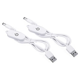 PATIKIL LED Touch Inline Dimmer Switch,2 Pack USB Male to 5.5x2.1mm DC Male Controller Switch Extension Power Cord Connector Connector for LED Light, White