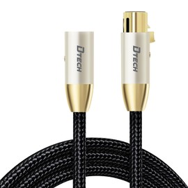 DTECH 5ft XLR to XLR Microphone Cable Male to Female Balanced Audio Cord for Mic Speaker PA Systems Standard 3 Pin Gold Plated Connectors Nylon Braided Instrument Wire, 5 Feet, Black