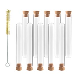 Maccx Glass Test Tubes with Cork and Brush, Vol.34ml/Dia.20x150mm, Pack of 50, 3.3 Borosilicate Glass, TTGS01-050
