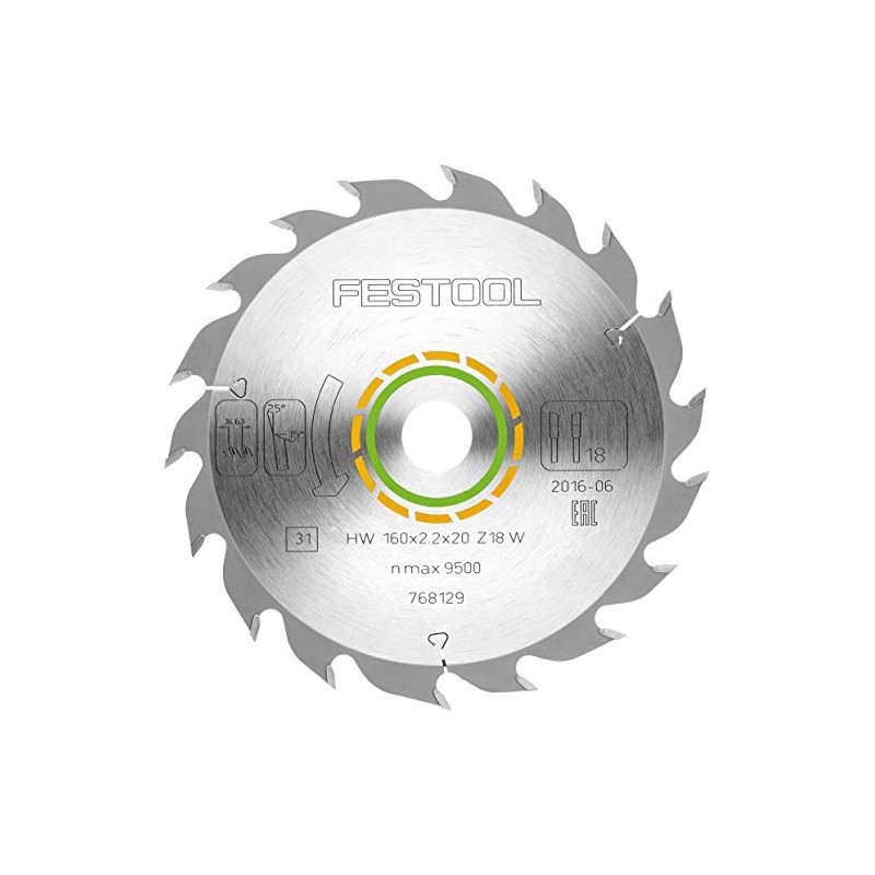 Festool 768129 Standard Saw Blade 160x2,2x20 W18 for TS, TSC