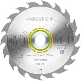 Festool 768129 Standard Saw Blade 160x2,2x20 W18 for TS, TSC 55