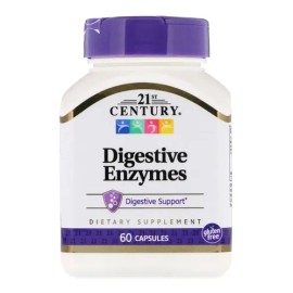Suplemento Enzimas Digestivas 21st Century 60 Cápsulas Sin Gluten