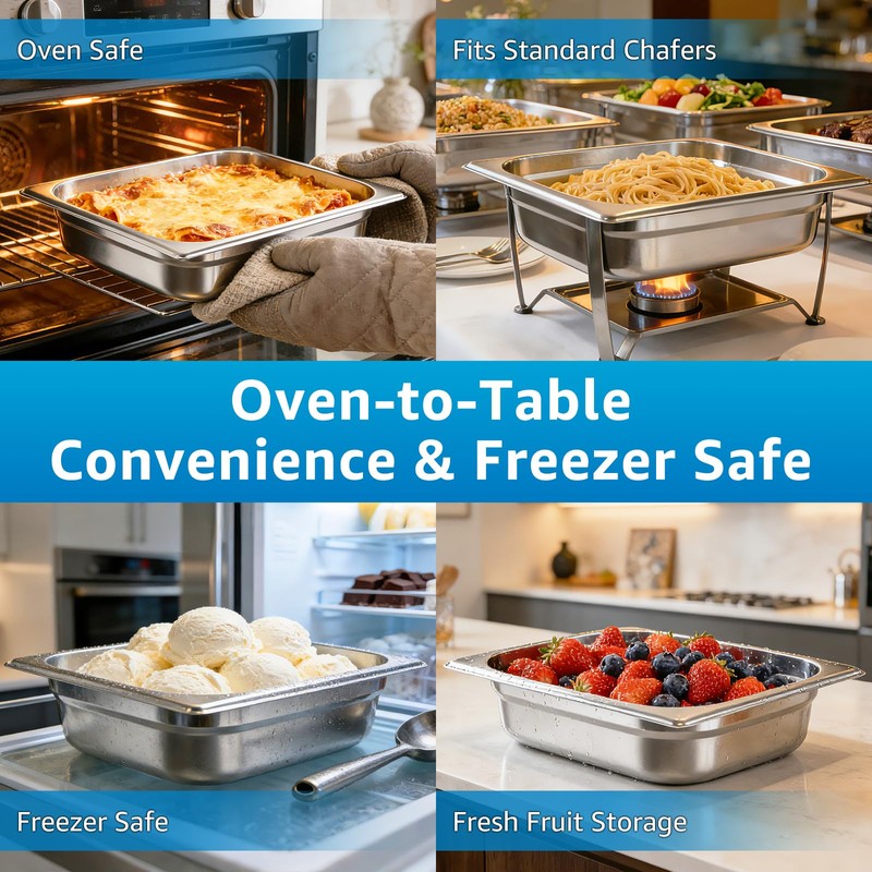 1/2 Half Size Hotel Pans with Lids | 4" Deep