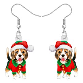 DALANE Acrylic Cute Beagle Dog Earrings Dangle Drop Anime Puppy Pets Jewelry for Women Dog Lovers Charms Gifts Party Favors (Christmas Beagle)